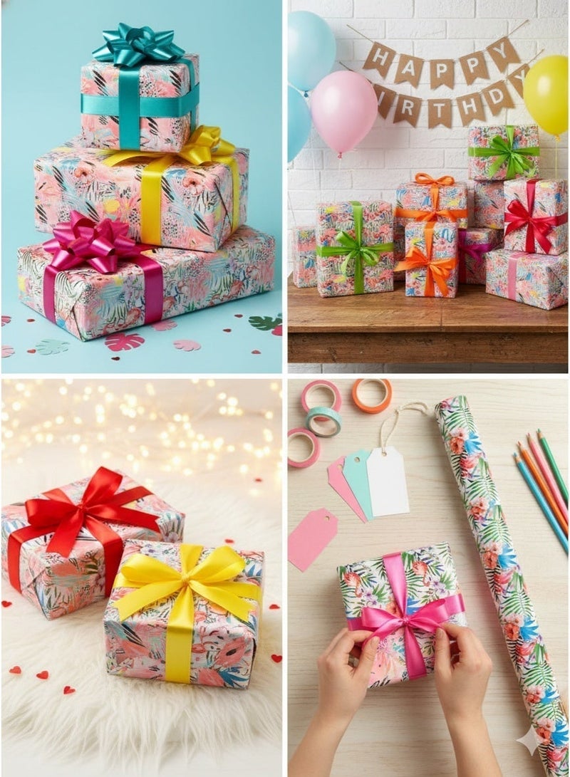 diu toyz Birthday Wrapping Paper Set of 6 Sheets 70cm x 50cm Each Colorful Flamingo Gift Wrap Paper Set for Kids Boys Girls Baby Shower Holidays Premium Present Wrap Party Wrapping Sheets Decorative Festive Gift Wrap for Celebrations Toddlers. - Image 4